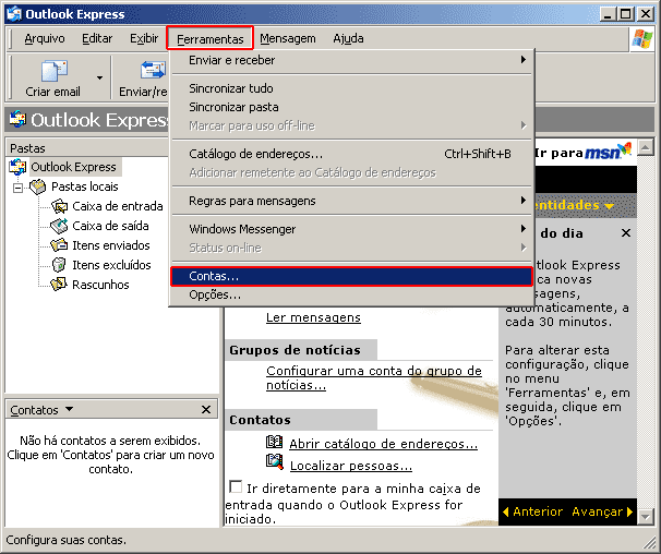 Configurao de e-mail em Outlook Express
