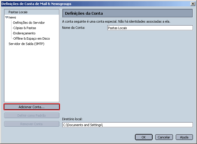 Configuração de email no Netscape