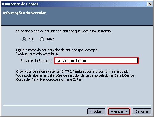 Configuração de email no Netscape