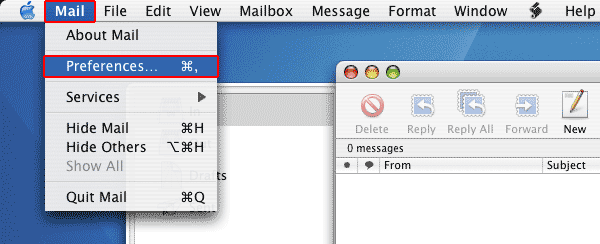 Configuração de email MAc Mail